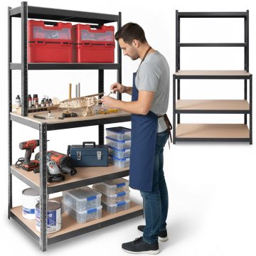 Fém polcos munkapad 180 x 100 x 60 cm Humberg HR-855 fekete