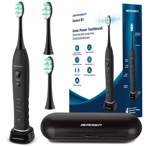 Sonica B3 sonic fogkefe készlet tokkal, fekete