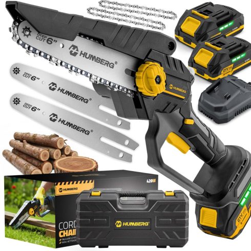 Humberg HM-421 vezeték nélküli láncfűrész mini fűrész