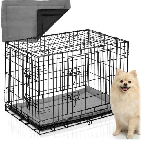 Fém kennel ketrec kutyáknak + ágy 75 x 45 x 54 cm PH-200