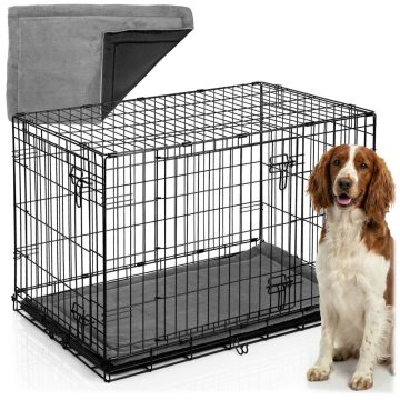 Fém kennel ketrec kutyáknak + ágy 91 x 57 x 62 cm PH-201