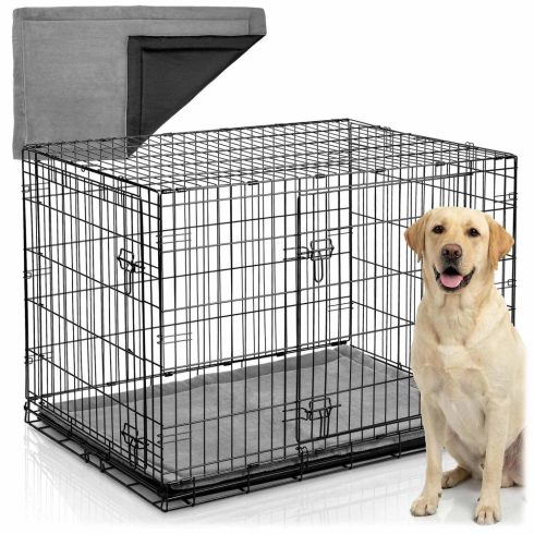 Fém kennel ketrec kutyáknak + ágy 107 x 71 x 77 cm PH-202