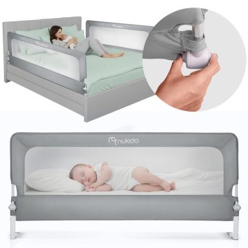   Ágybiztonsági korlát, biztonsági kapu, zár, 200 cm, Nukido NK-228, szürke