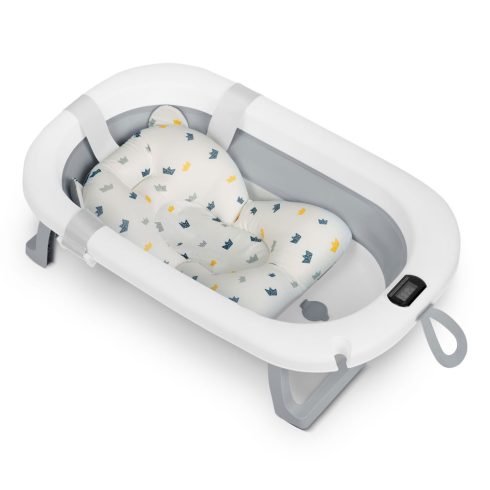 Összecsukható fürdőkád gyerekeknek és babáknak hőmérővel és betéttel Ricokids RK-287 fehér és szürke