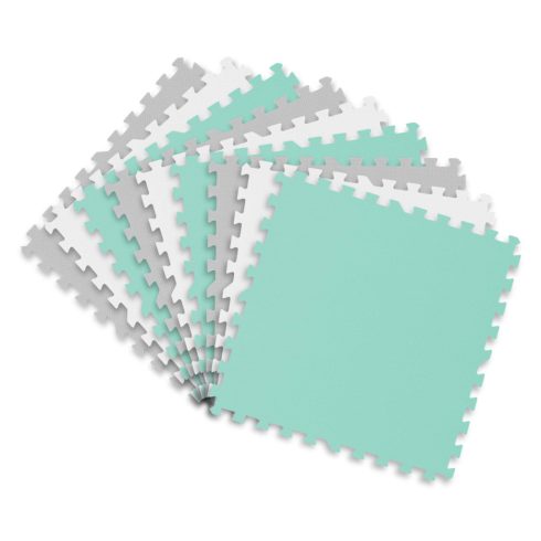 Nagy Ricokids puzzle habszőnyeg 180x180cm 9 db, szürke és türkiz