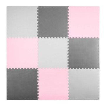 Mata piankowa puzzle 180x180cm 9 szt szaro różowa 