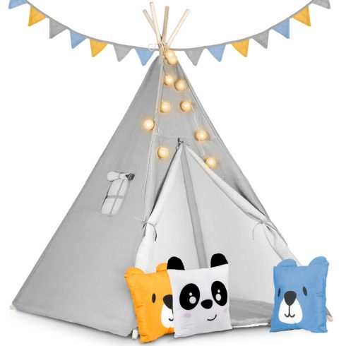 Nukido teepee sátor gyerekeknek világítással – szürke