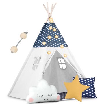   Nukido teepee sátor gyerekeknek, világítással – sötétkék