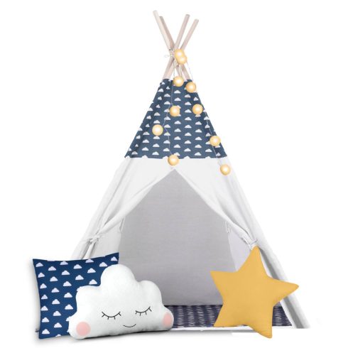 Nukido teepee sátor gyerekeknek, világítással – sötétkék