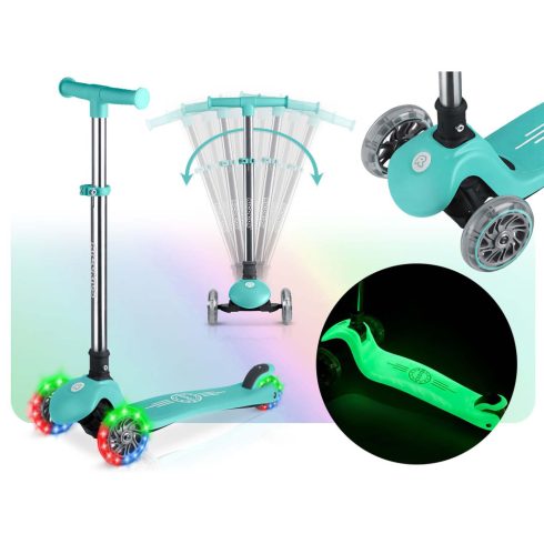Ricokids Glow háromkerekű egyensúlyi robogó sötétben világító gyerekeknek - türkiz