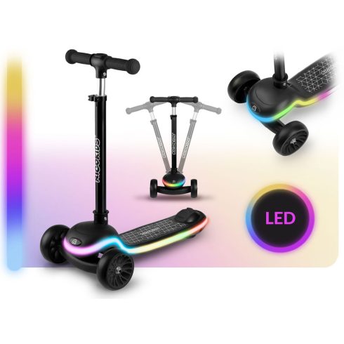 Ricokids Leddi háromkerekű LED-es egyensúlyi robogó gyerekeknek - fekete