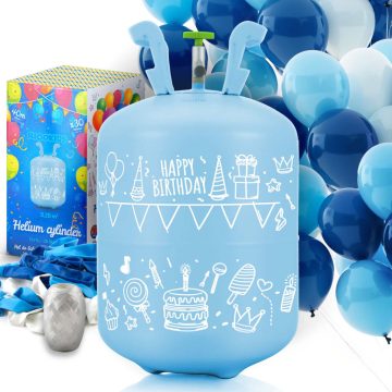   0,20 m3-es hélium palack léggömbökkel és Ricokids szalaggal