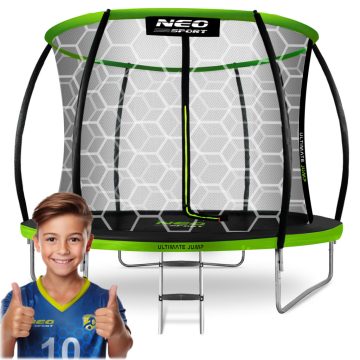   8 láb/252 cm-es profilozott kerti trambulin Neo-Sport belső hálóval