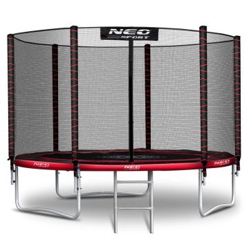   8 láb/252 cm-es kerti trambulin külső hálóval és Neo-Sport létrával