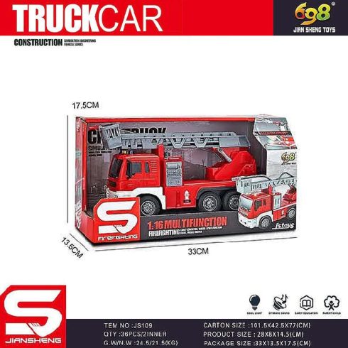 Rescue Spray Víz Spriccelős Tűzoltóautó Hang És Fény  Tűzoltóautó Játék Teherautó 360 Fokban Forgatható Tűzoltó Autó Létrával Vizet Permetez