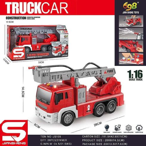 Rescue Spray Víz Spriccelős Tűzoltóautó Hang És Fény  Tűzoltóautó Játék Teherautó 360 Fokban Forgatható Tűzoltó Autó Létrával Vizet Permetez