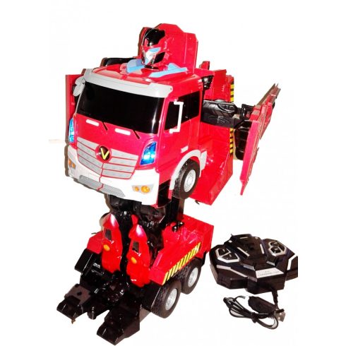 40 Cm  Nagy Hangvezérléses Okosjáték Óriás Autobot Robot Transzformációs Tűzoltó Autó 2.4 Ghz