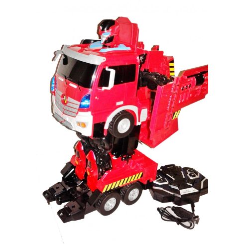 40 Cm  Nagy Hangvezérléses Okosjáték Óriás Autobot Robot Transzformációs Tűzoltó Autó 2.4 Ghz