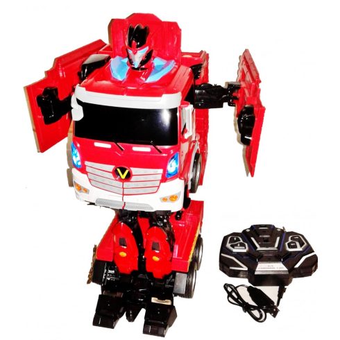 40 Cm  Nagy Hangvezérléses Okosjáték Óriás Autobot Robot Transzformációs Tűzoltó Autó 2.4 Ghz