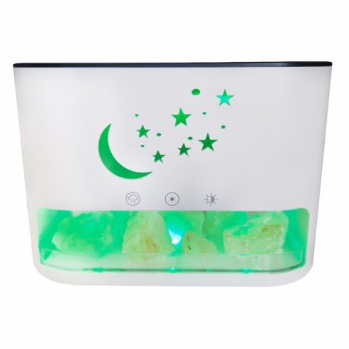 Új Design Párologtató Aroma Diffúzor Sókő kristály és Láng LED fénnyel 250ml - KP-023 Fehér