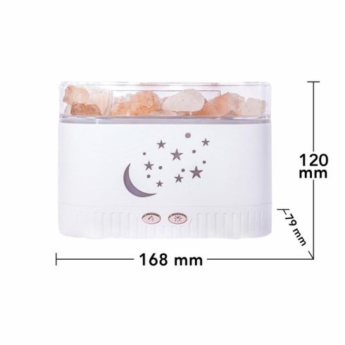 Új Design Párologtató Aroma Diffúzor Sókő kristály és Láng LED fénnyel 250ml - KP-023 Fehér