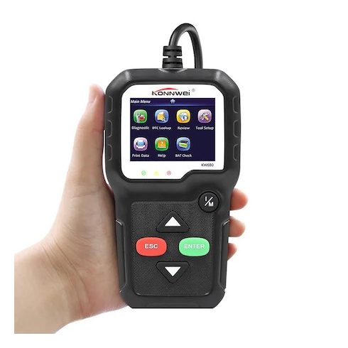 KONNWEI KW680 OBD2 Hibakód olvasó, hibakijelző + leírás, visszaállítás, élő adatok, ELM 327 OBDII, fekete