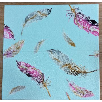   10 Darab Öntapadós 3D falmatrica Tapéta Kék alapon Barokk Tollak tégla mintával 70x 70 x 0,6 cm-es méretben