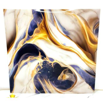   12 Db  Királyi Márvány Dekor Lap Falpanel Falra 60 X 60 Cm Fényes Vízálló Felülettel Fekete - Sárga Örvény 