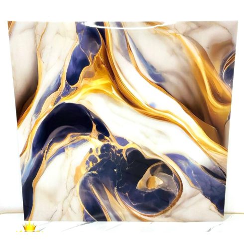 12 Db  Királyi Márvány Dekor Lap Falpanel Falra 60 X 60 Cm Fényes Vízálló Felülettel Fekete - Sárga Örvény 
