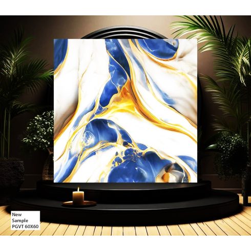 12 Db  Királyi Márvány Dekor Lap Falpanel Falra 60 X 60 Cm Fényes Vízálló Felülettel Fekete - Sárga Örvény 