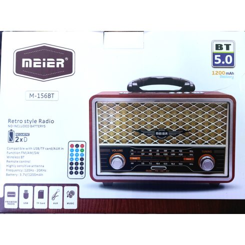 Legújabb Meier Retro Rádió Távirányítóval, 1200mAh, M-156BT