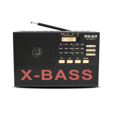 Meier Napelemes Bluetooth Rádió FM AM SW 3 Sávos Rádió 5V 1,1 W Napelemes Rádió  és Esti Fény Egyben M-529BT-S