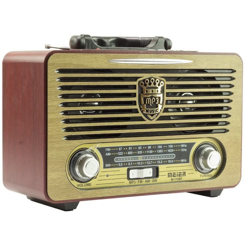 Meier M-U115BT Retro Rádió +  MP3  FM/AM/SW3  USB SD/TF kártya olvasás Funkció Távirányító Régi Stílusú Rádió  Arany-barna