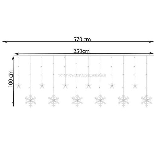 Karácsonyi LED fényfüzér Csillag és Hópehely M1326LED 3.5 Méter 138 Led KÉK