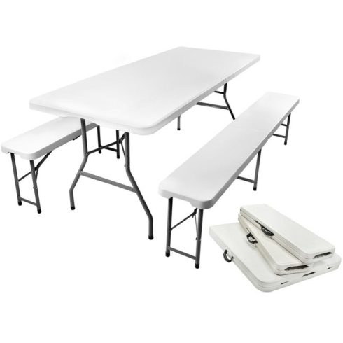 Összecsukható kerti asztal 180cm + 2 pad