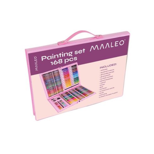 Painting set in a suitcase 168 pcs pink