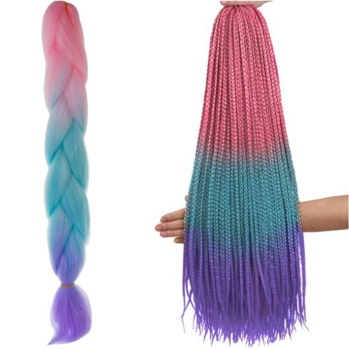 Műhajfonatok ombre rózsaszín/fehér/lila W10341