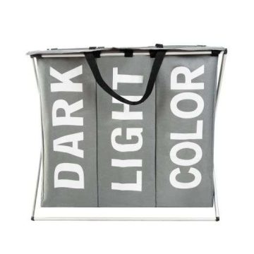 Laundry basket - 3 compartments on a foldable frame