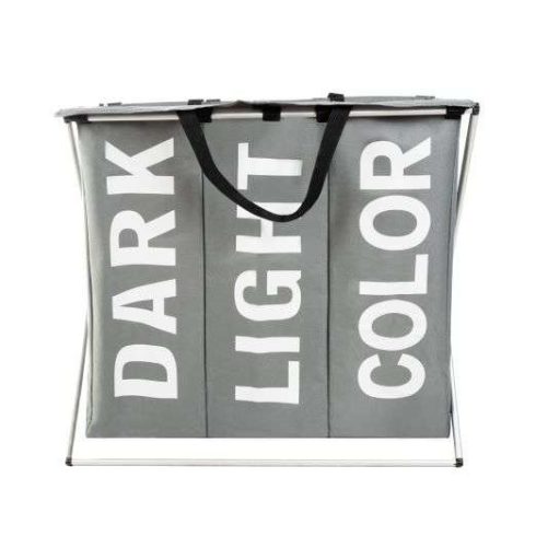 Laundry basket - 3 compartments on a foldable frame