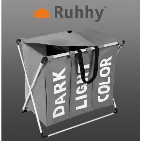 Laundry basket - 3 compartments on a foldable frame