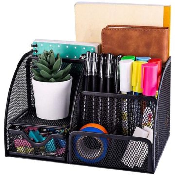 Desk organizer - 6 compartments - black