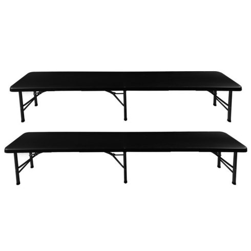 Összecsukható kerti asztal 180cm + 2 pad - fekete