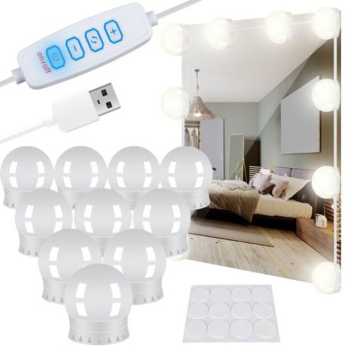 LED tükör/fésülködőasztal lámpák - 10 db.