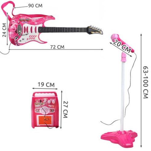 Gitár + mikrofon + erősítő rózsaszín 22407