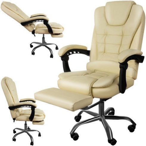 Irodai szék lábtartóval - bézs Malatec 23287