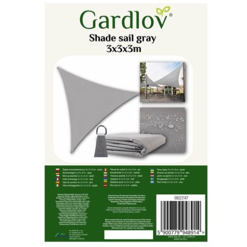 Sunshade sail 3x3x3m gray Gardlov 23147