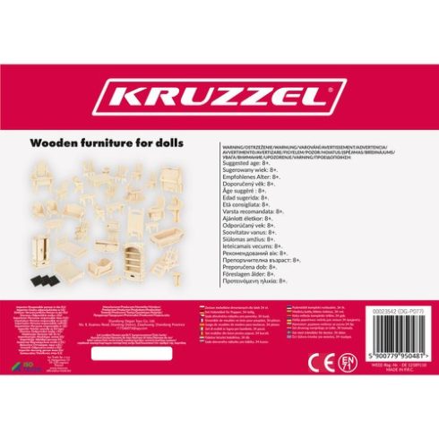 Wooden doll furniture set 34 pieces 23542