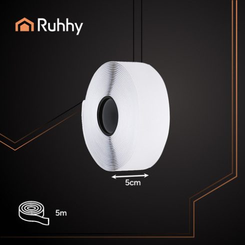 Self-adhesive Velcro tape 5mx5cm white Ruhhy 25807