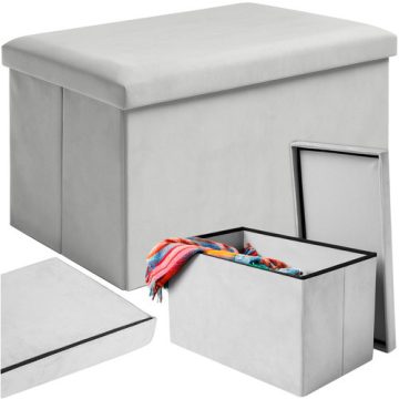 Gray velvet pouf 60x30x30 cm Ruhhy 25994