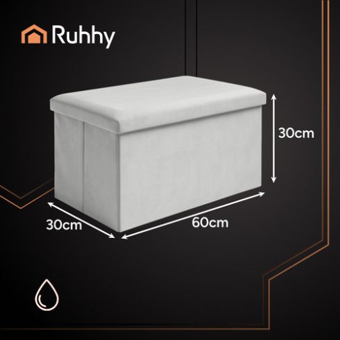 Gray velvet pouf 60x30x30 cm Ruhhy 25994